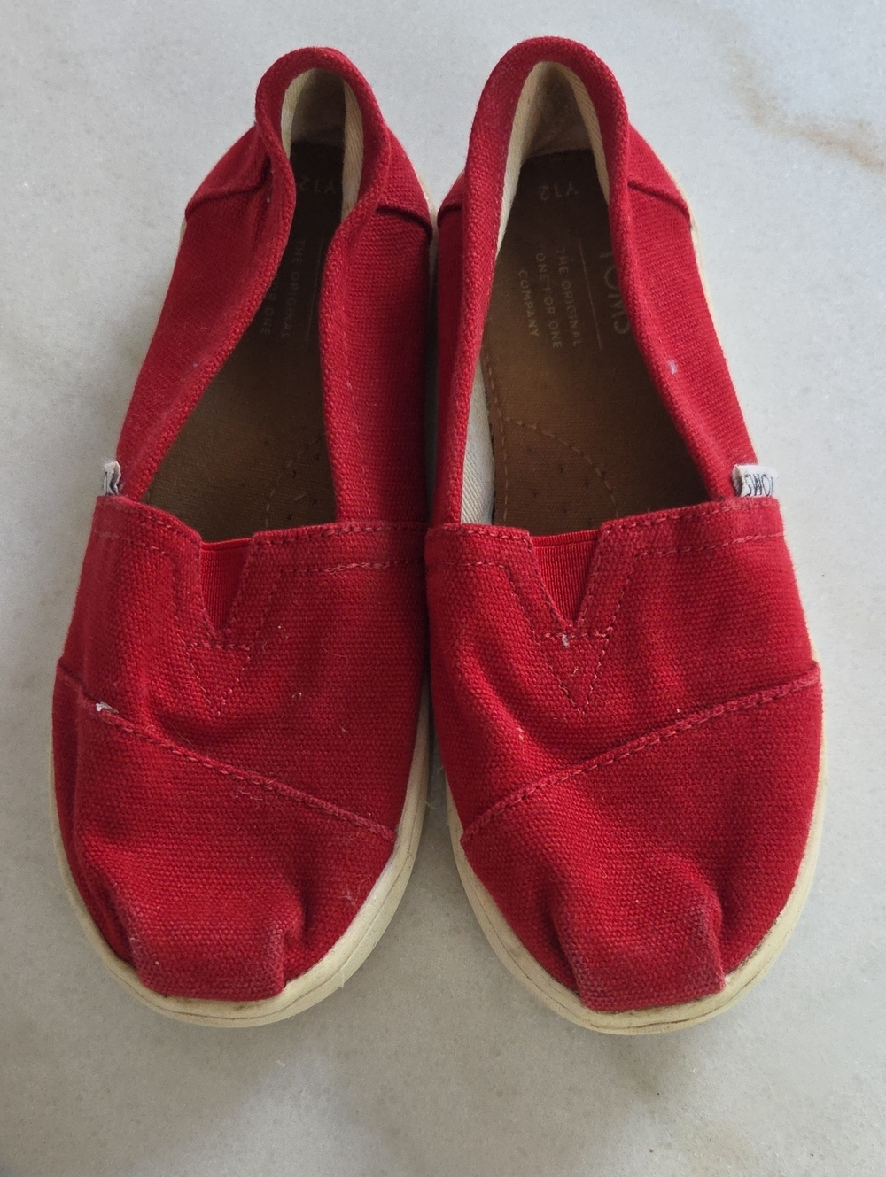 Toms Red Canvas Flats Size 12Y